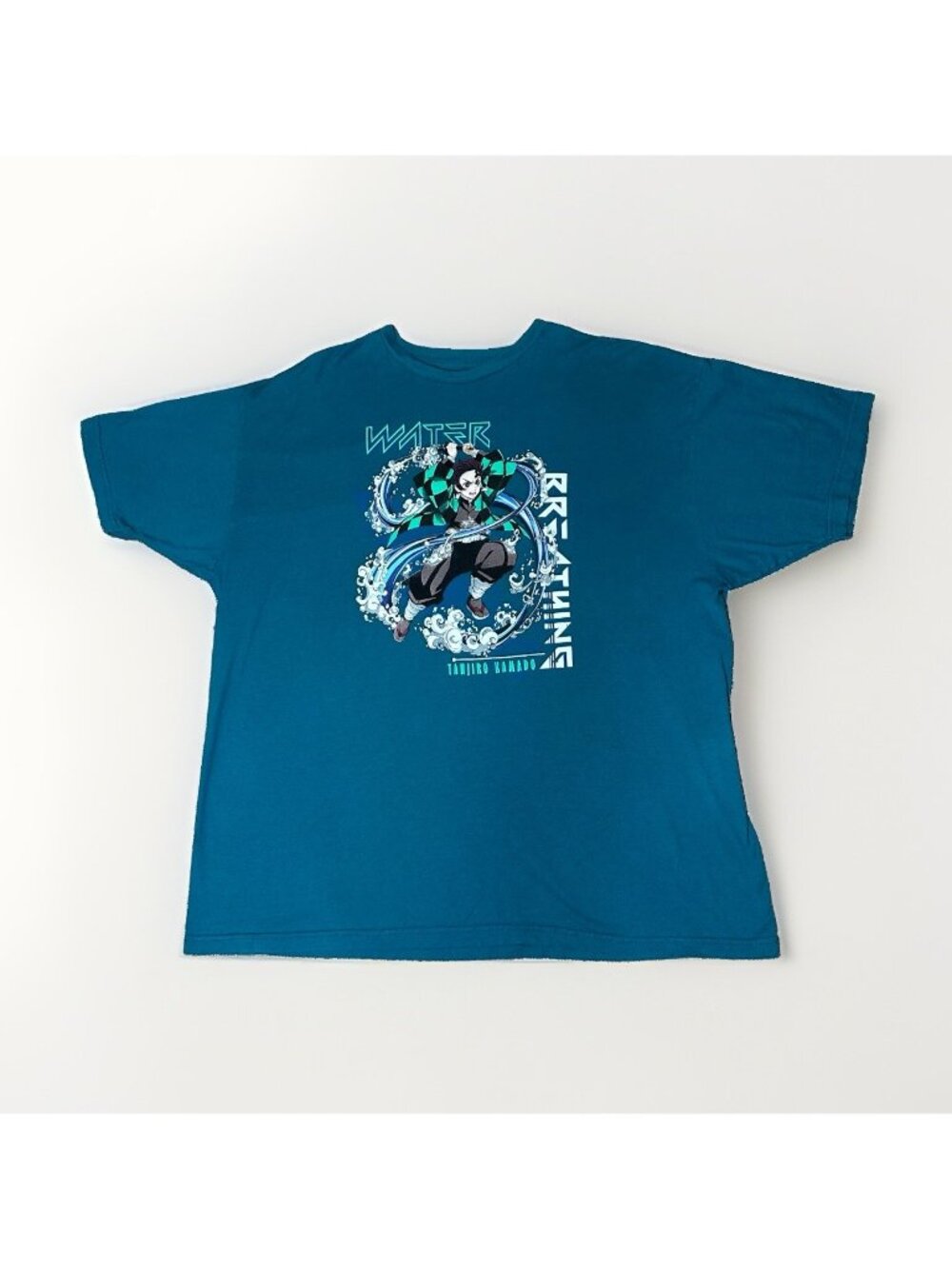 Demon Slayer T-Shirt Men’s XXL Teal Tanjiro Kamado Water Breathing Graphic Print